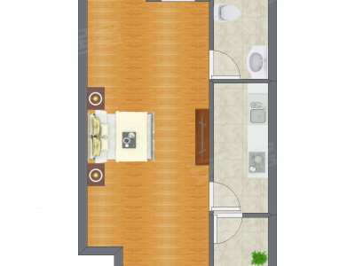 1室0厅 48.47平米户型图