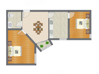 2室1厅 100.24平米