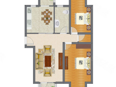 2室2厅 105.29平米户型图