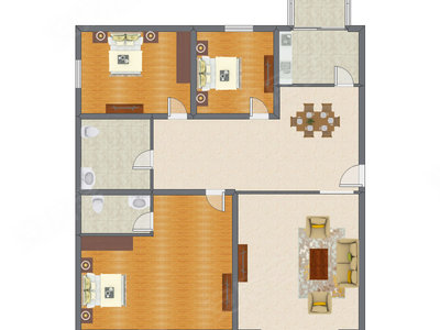 3室2厅 122.40平米