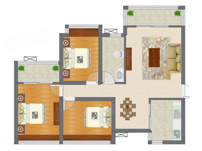 3室1厅 99.34平米