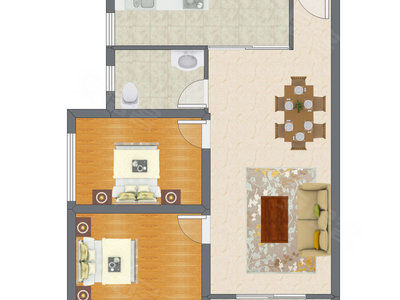 2室2厅 89.90平米户型图