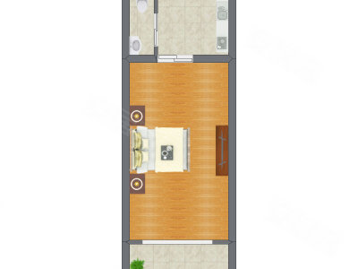 1室0厅 34.80平米户型图