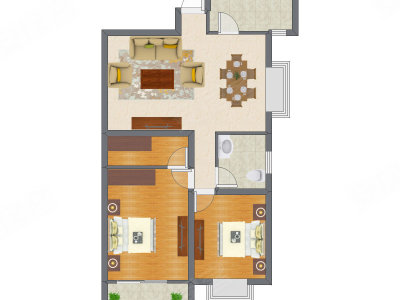 2室2厅 108.77平米户型图
