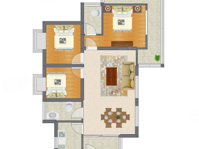 3室2厅 81.32平米