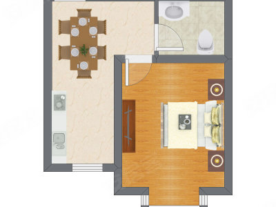 1室1厅 40.32平米