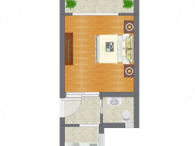 1室1厅 35.60平米户型图