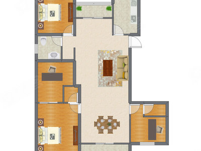 3室2厅 144.50平米