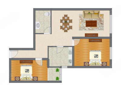 2室2厅 97.27平米户型图