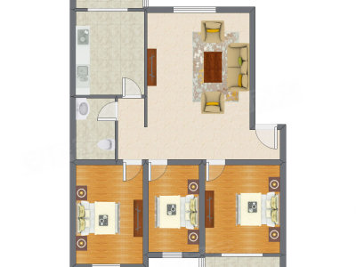 3室1厅 125.52平米