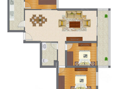 2室1厅 82.89平米户型图