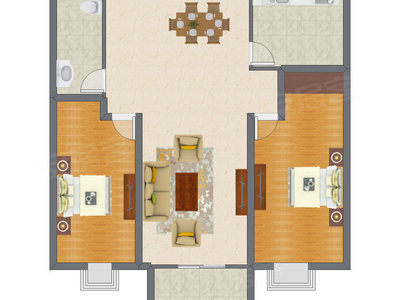 2室2厅 110.80平米户型图