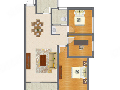 3室2厅 75.57平米户型图