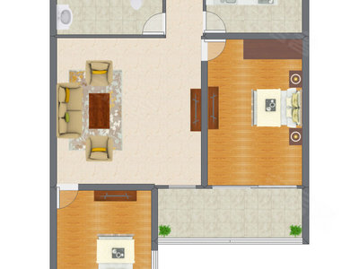 2室2厅 95.57平米户型图