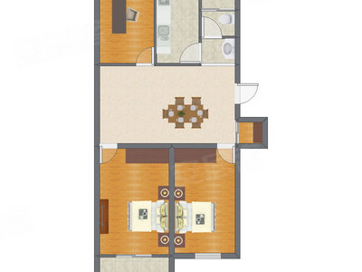 3室1厅 75.49平米户型图