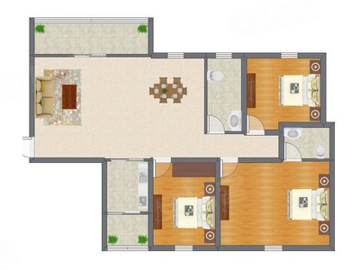 3室2厅 88.90平米