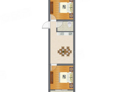 2室1厅 52.36平米