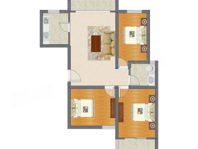 3室1厅 98.34平米
