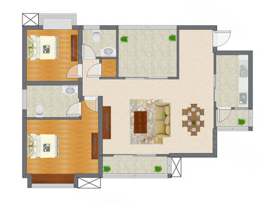 2室2厅 95.51平米
