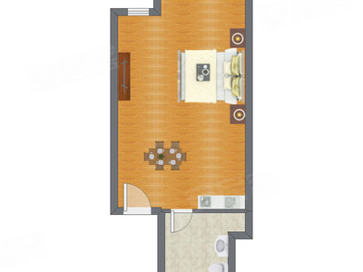 1室1厅 53.19平米户型图