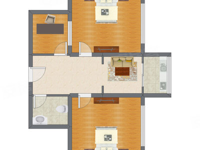 2室1厅 83.28平米