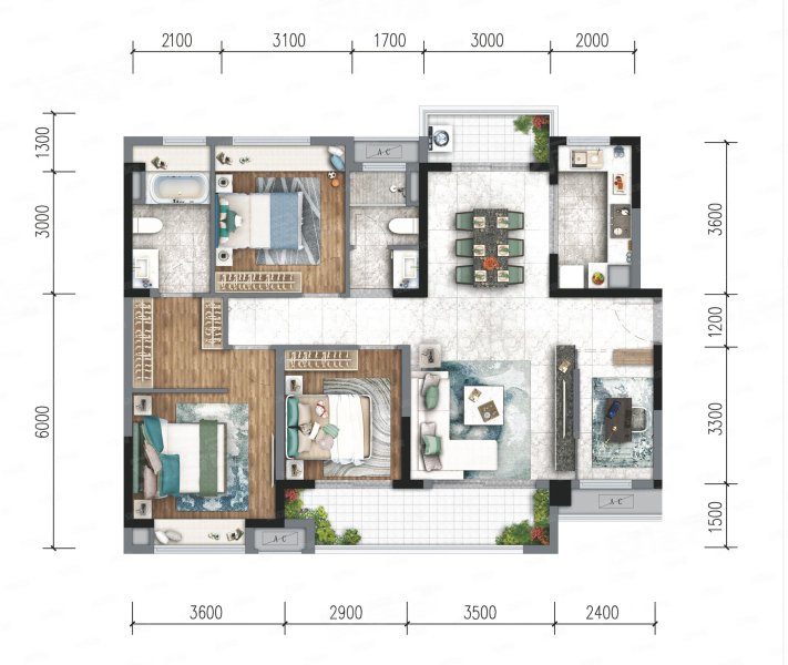 新城金樾江南2室2厅2卫123㎡南74万