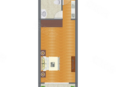 1室0厅 53.88平米户型图