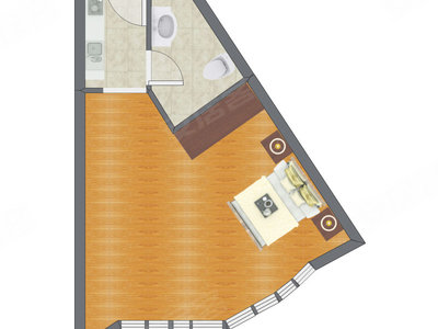 1室0厅 32.79平米户型图
