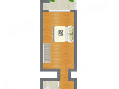 1室1厅 17.43平米户型图