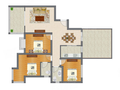 3室2厅 135.52平米户型图