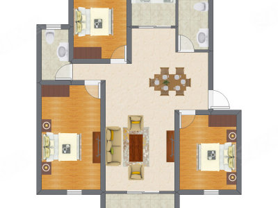 3室2厅 83.75平米