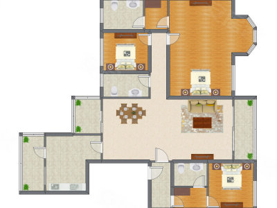 3室2厅 193.65平米