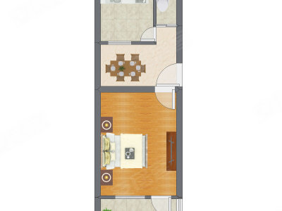 1室1厅 43.00平米户型图
