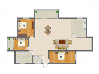3室2厅 139.97平米户型图