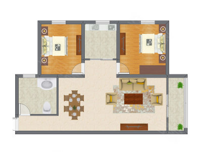 2室2厅 71.00平米