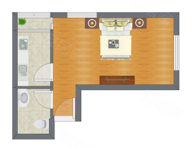 1室0厅 43.44平米户型图