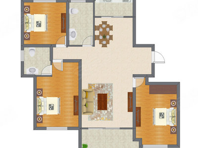 3室2厅 135.60平米户型图
