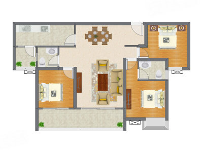 3室2厅 104.00平米户型图