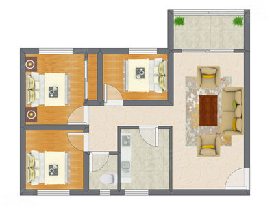 3室1厅 70.78平米