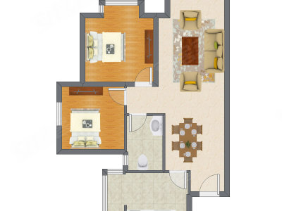 2室2厅 70.79平米户型图