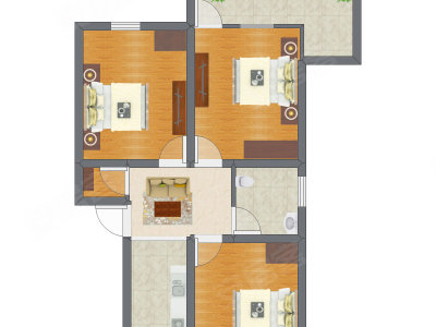 3室1厅 52.95平米