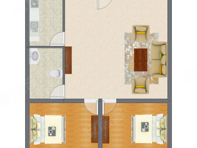 2室1厅 96.00平米