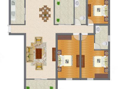 3室1厅 108.76平米