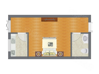 1室0厅 41.58平米户型图