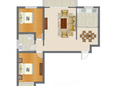 2室2厅 101.22平米户型图