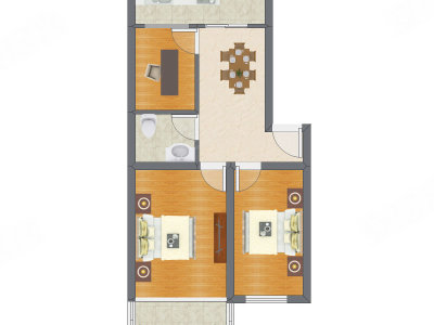 3室1厅 65.10平米户型图