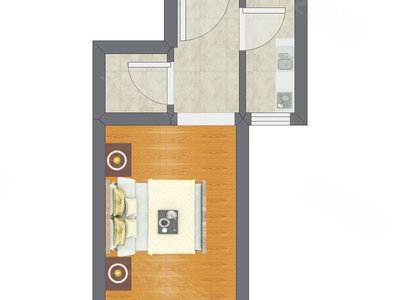 1室0厅 45.44平米户型图