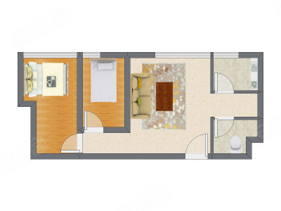 2室1厅 65.45平米