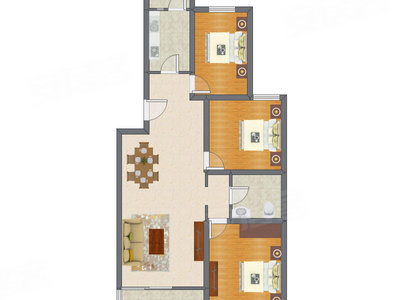 3室1厅 81.75平米户型图