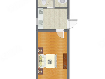 1室0厅 44.70平米户型图